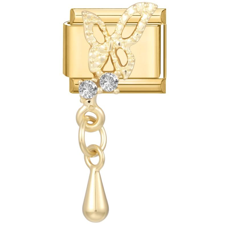 Wholesale Heart Butterfly Bow Flower Chain Pendant Golden Italian Charm Fit 9MM Stainless Steel Bracelet Women DIY Jewelry Gift