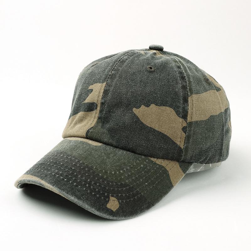 Zealous Sole Women's Green Camouflage Baseball Cap Outdoor Sports Hiking Casual Baseball Cap Washed Denim Hat Men And Trendy Baseball Caps Cm