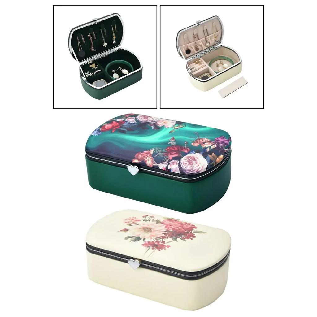 Travel Size Jewelry Case Gift Women Dustproof Display Storage Holder Box Jewelry Organizer Case for Rings Watches Pendant Bangle