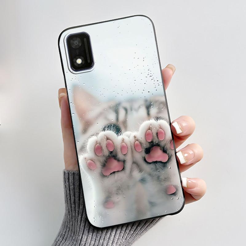 Case For Itel A17 Bumper Soft Silicone Jelly Black Case Trendy Style Painted Pattern Funny Milk Tea Rabbit Shockproof Cover