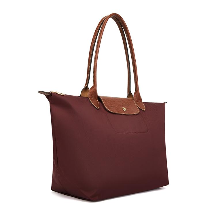 Longchamp Le Pliage Double Handle Zipper Closure Recycled Canvas Tote Shoulder Bag Women Bags Brown 1899089P87