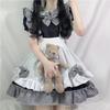 Maid Gothic Lolita Check Plus 2XL [FULINE] Costume, Cosplay, Cross-Dressing, Cute, Dress, Black, Size,