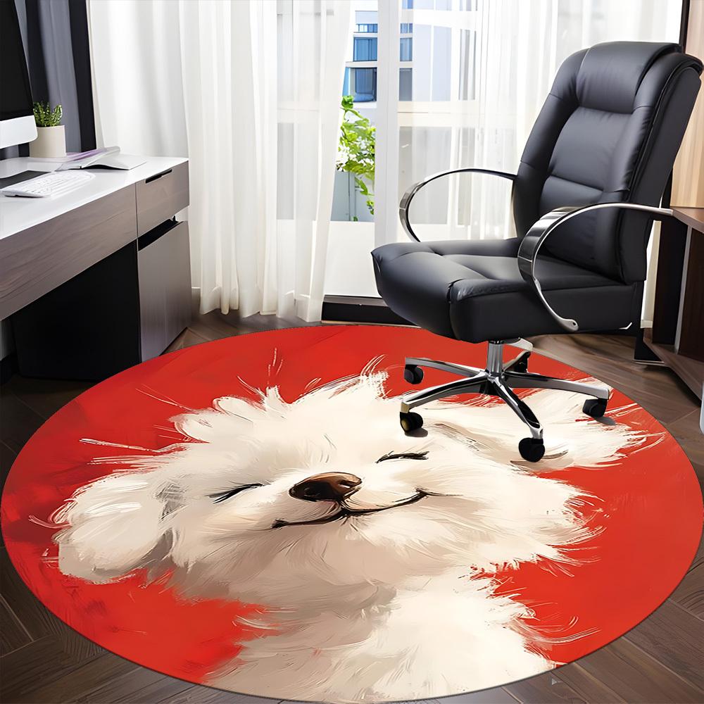 1PC Puppy Pet Office Round Area Rug,  Mat Suitable ForOffice, Under Office Chairs Bedroom Living Room Home Decor, Room Deco