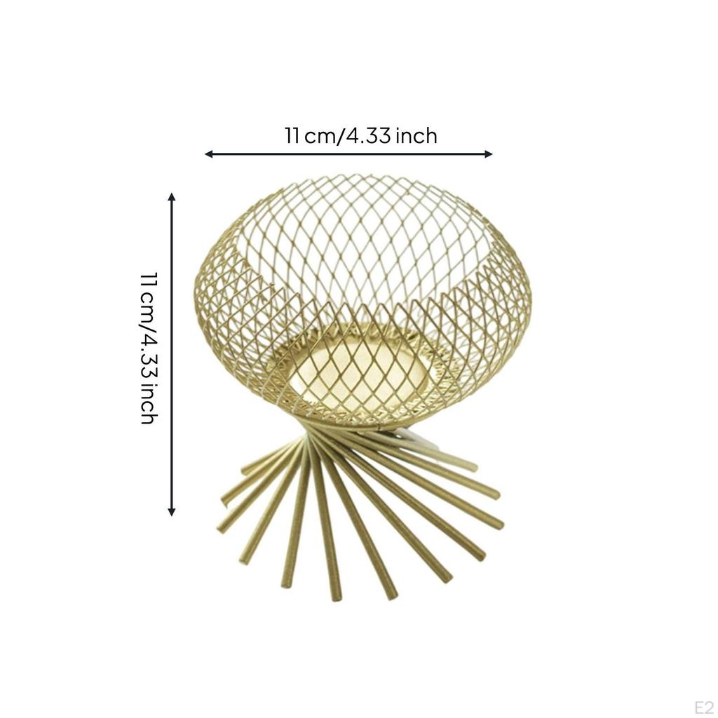 Mesh Bowl with Tripod Base Modern Metal Lattice Candle Holder Geometric Wire Decorative for
