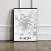 Plakat plan miasta mapa Gliwice w ramce