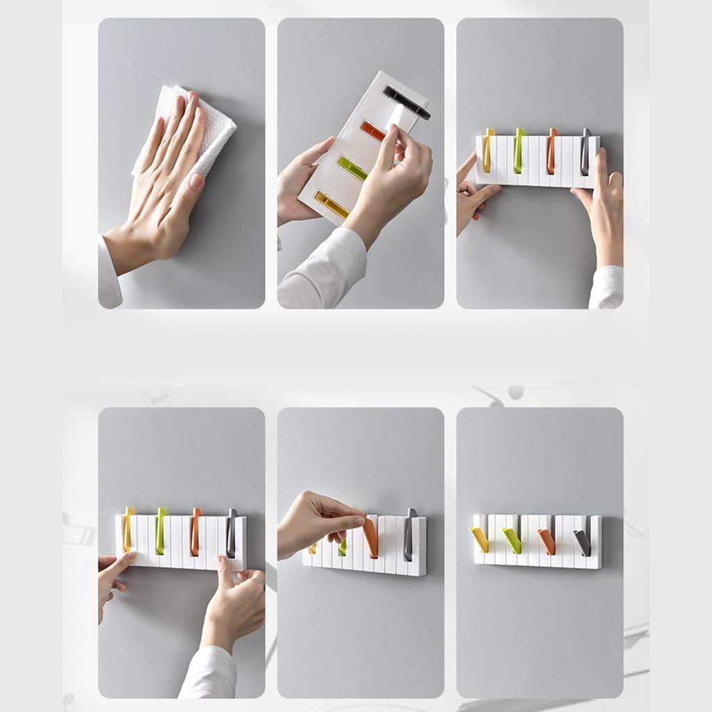 Piano Key Wall Hook Creative Space Saving Hat Coat Hanger Rack For Bathroom Living Bedroom