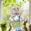 Easter Window Stickers, Creative Cute Floral Bunny Eggs Decor, Static Cling Glass Decals for Bedroom Living Room Holiday Decoration