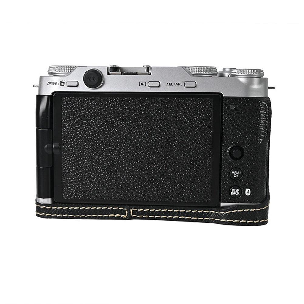 XM5 Kameratasche Palmblattmuster PU-Leder Halbkörpergehäuse für Fujifilm XM5 Fuji X-M5 Abdeckung mit Bodenöffnung