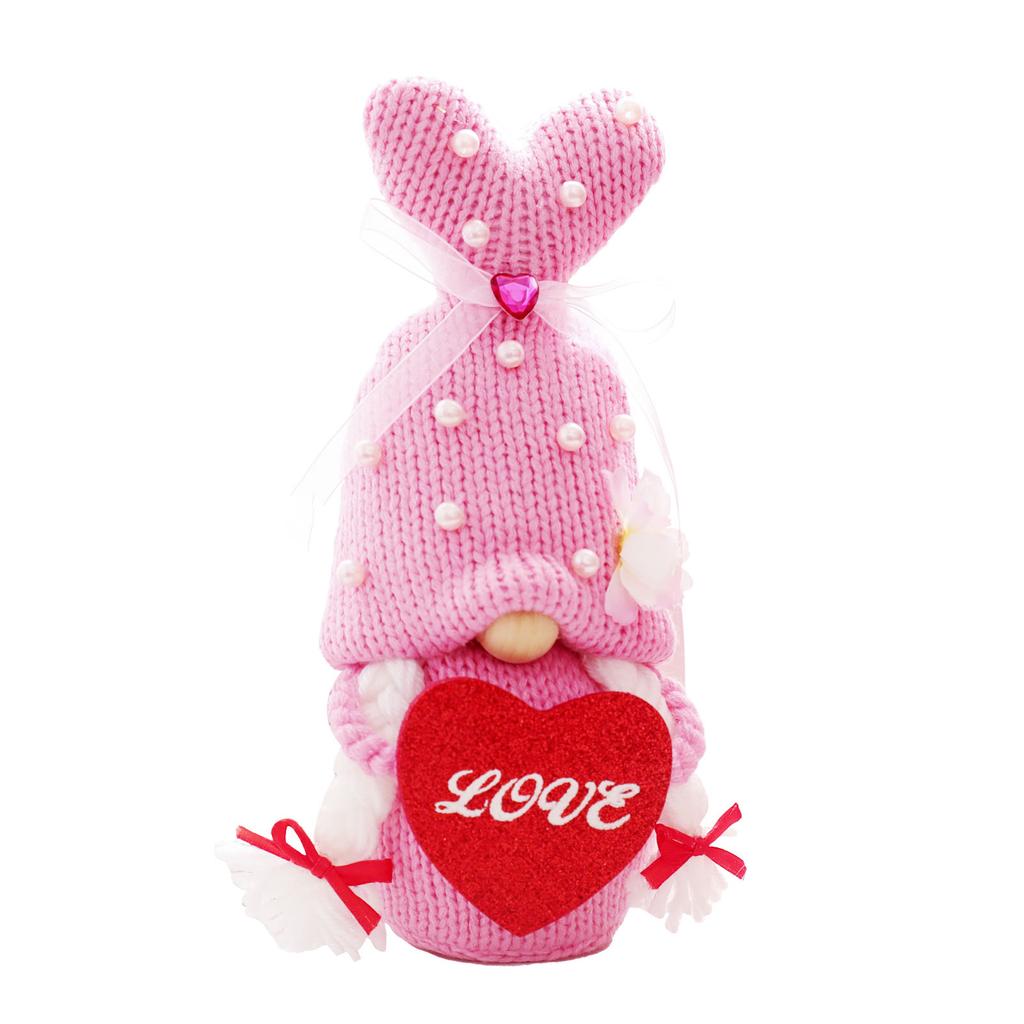 Valentine's Day Gnome Knitted Hat Figurine Kid Toy Decoration Supplies for Restaurant Dining Room Table Decor
