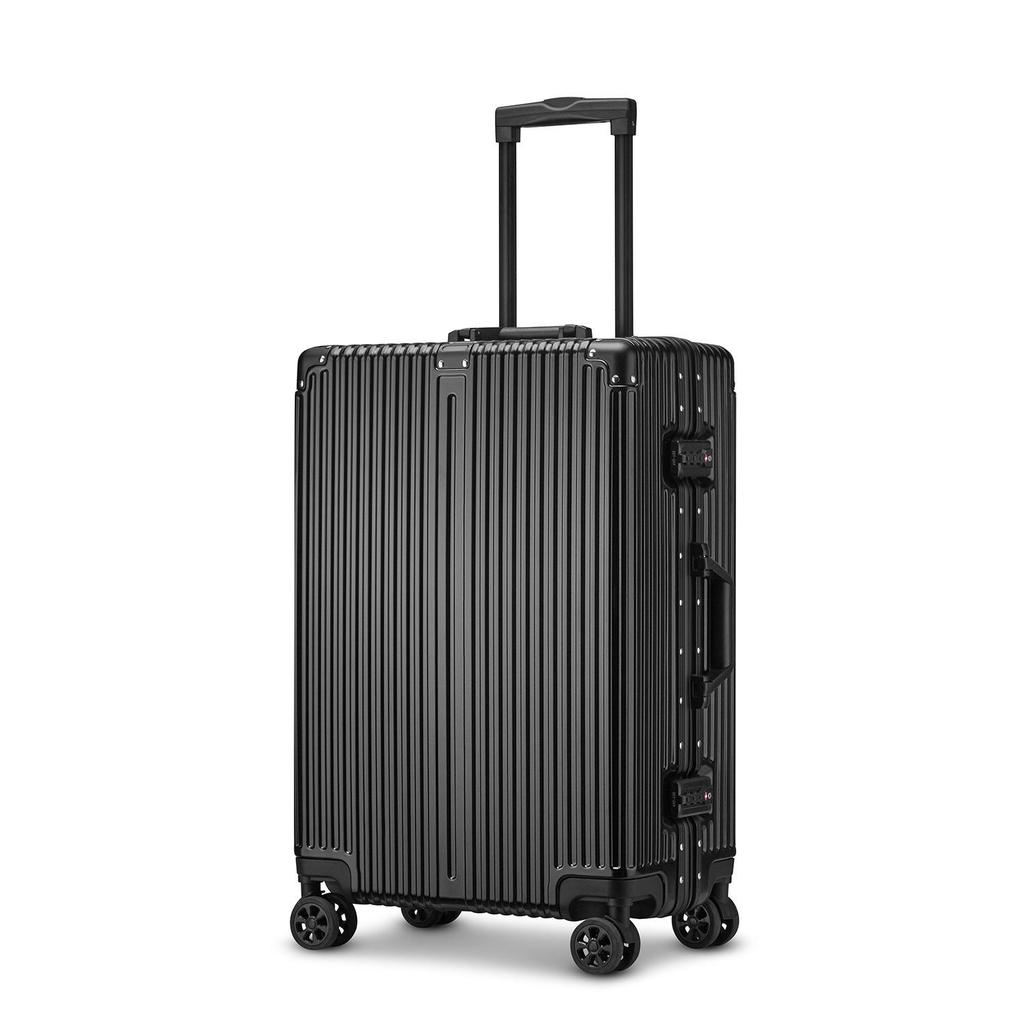 Aluminum Frame PC Luggage with Password Lock, Waterproof, Universal Wheels, Carry-on Suitcase 24-inch