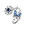 Butterfly Snowflake Enamel Spinner Ring For Women Adjustable Open Anxiety Relief Band Unique Stackable Jewelry Set