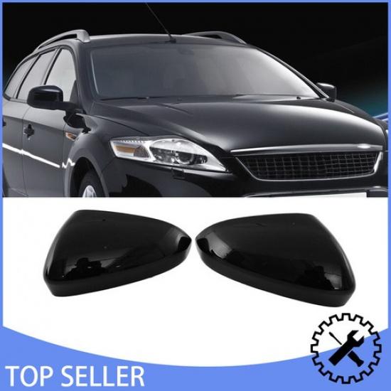 2x Gloss Black Side Rearview Mirror Covers Cap Housing For 2013-2019 Ford Fusion