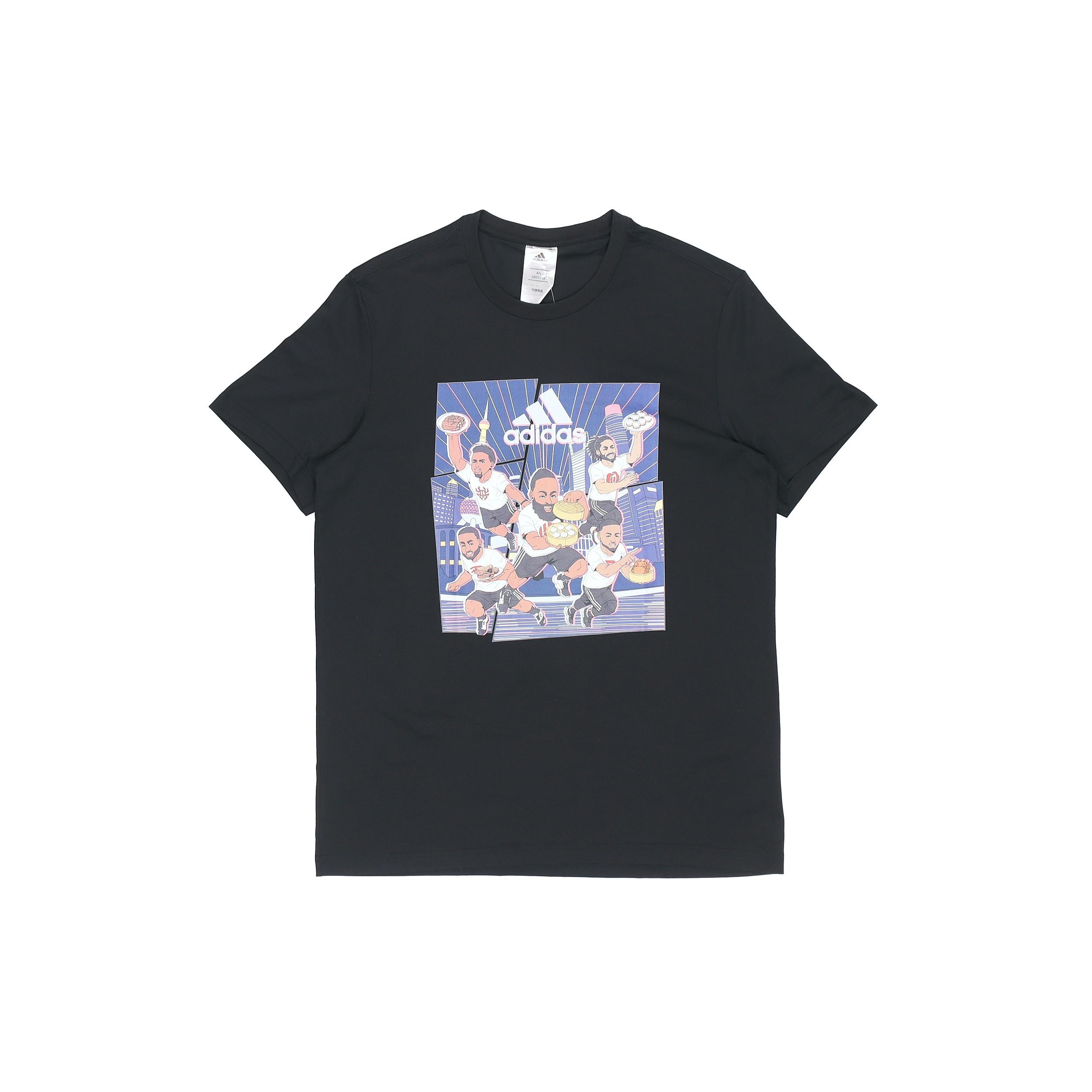 adidas SHANGHAI TEE Basketball Sports Short Sleeve Black Men s GE1058 M