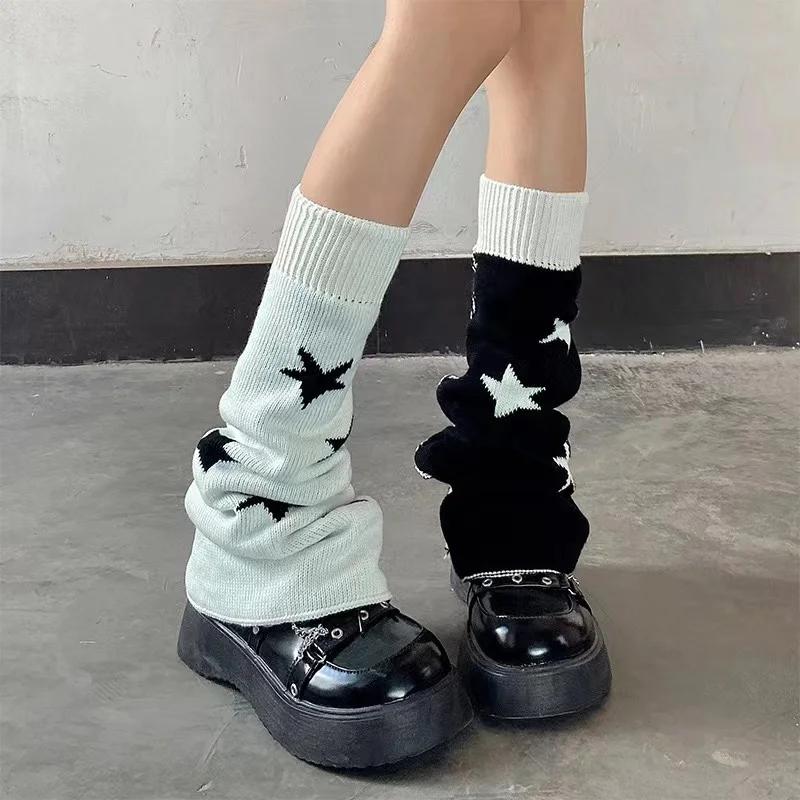 A Pair of Autumn and Winter Harajuku Style  Girl Star Skull Elements Wide-leg Socks Leg Covers Lolita Subculture Y2k Slim Stu