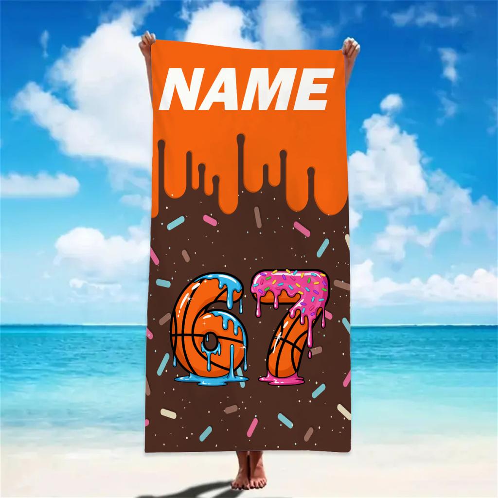 Pink Personalized Name Ice Cream Melt Fun Baseball Beach Towel - Soft & Comfortable,Ideal for Beach Kid Girls Gift,Wholesale