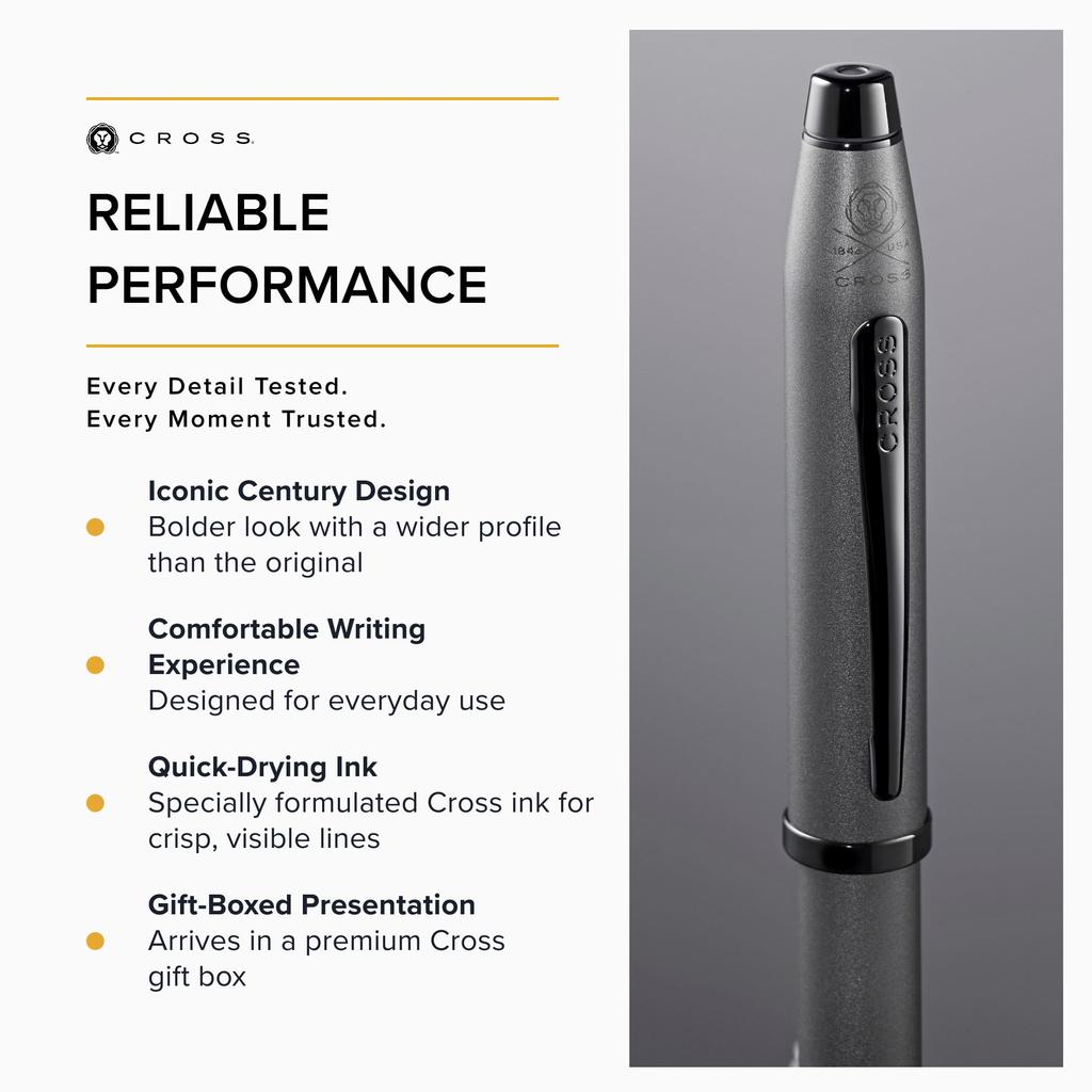 CROSS Century II Gunmetal Gray Ballpoint Pen Medium Point Premium Gift Box