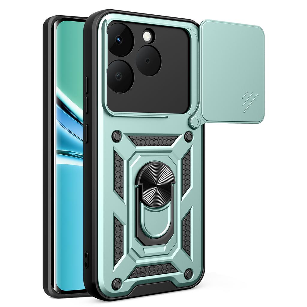 For Realme 15T 5G Case with Slide Camera Lid PC + TPU Kickstand Phone Cover