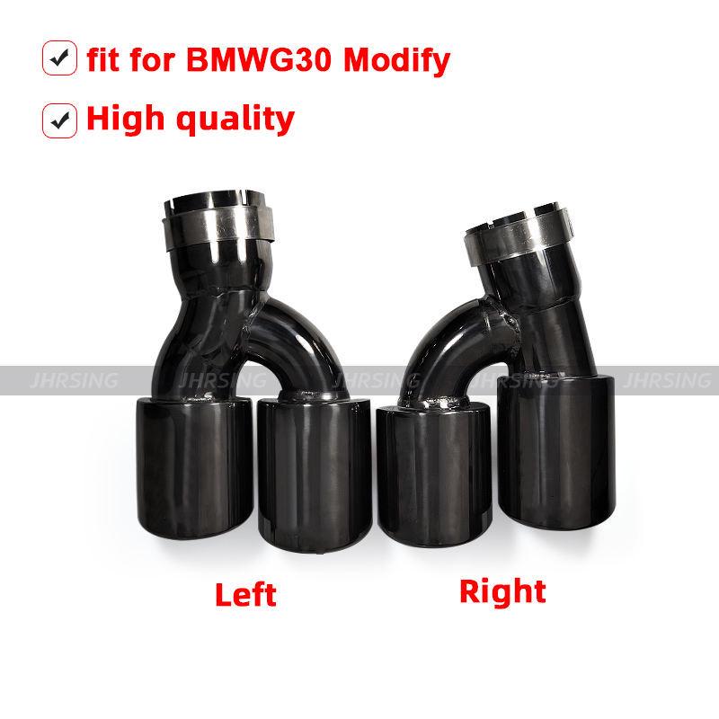 Convient pour BMW Série 5 G30 2018-2022: Échappement Quad M5, Silencieux et Sorties d'Échappement en Acier Inoxydable Chrome Noir.