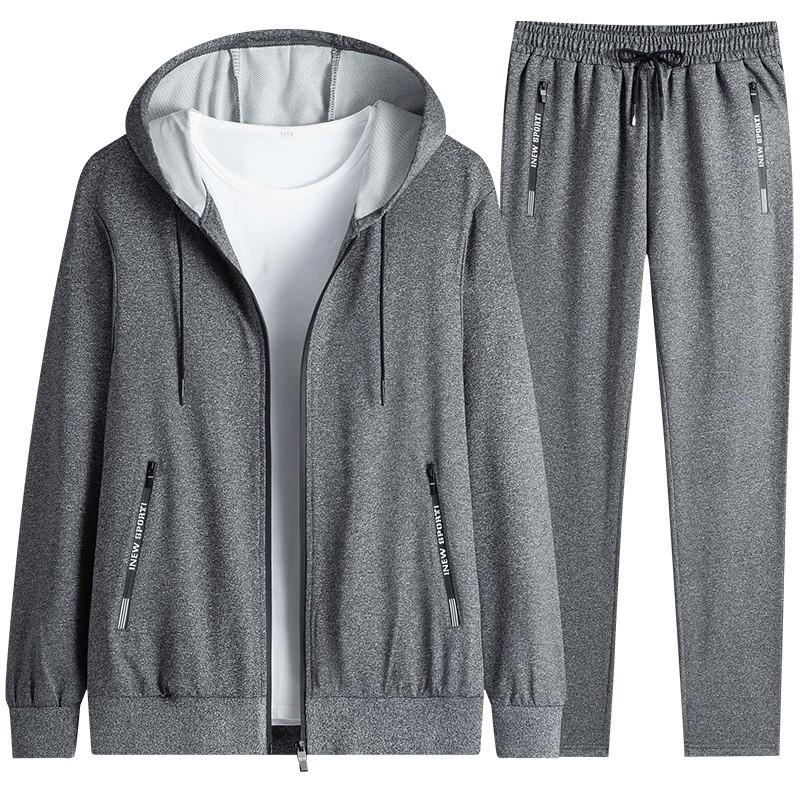 Mens Hooded Long Sleeve Sportswear Set Casual Running Tracksuit Lightweight Cotton Blend