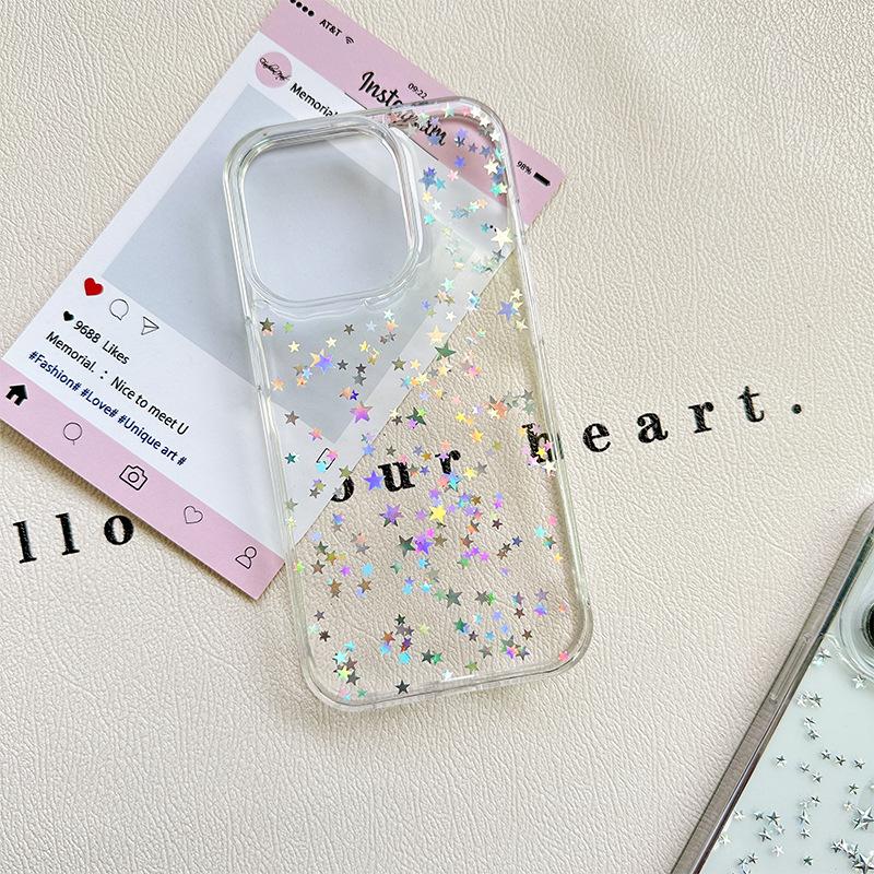 Transparent Stars Are Suitable For Apple 17Promax Mobile Phone Case Iphone15 Anti-Drop 14Pro Simple 13 Men'S And Women'S Models
