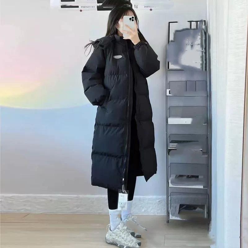 Padded Jacket Women's Winter Casual Thick Padded Jacket Over The Knee Long Padded Jacket Hooded Jacket