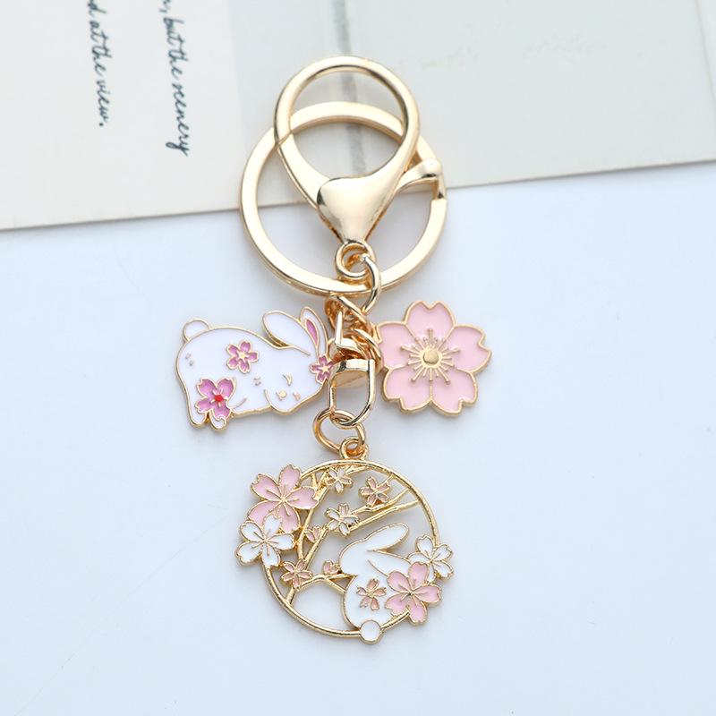 Cute Rabbit Cartoon Metal Keychain Pendant & Bag Charm Gift розовый