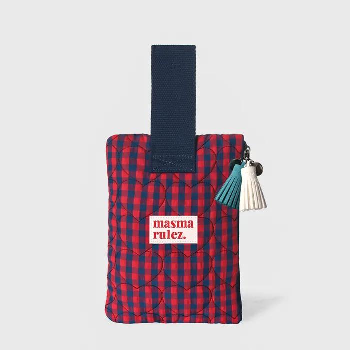 Strap pouch_Heart check Navy