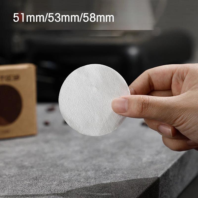 100 Pcs/box Coffee Filter Paper 51mm/53mm/58mm Coffee Machine Handle Secondary Water Separation Filter Paper Coffee Accessories