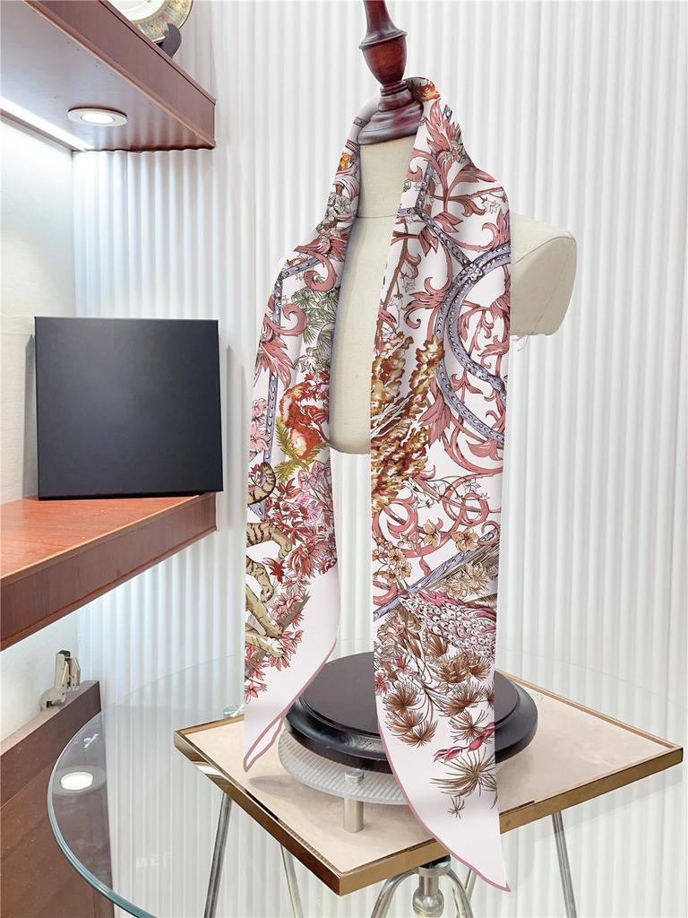 90cm Jungle Tiger Elephant Twill Silk Scarf Shawl Brand Square Scarf Women Hijab Luxury Bandana Foulard Neckerchief Head Scarf