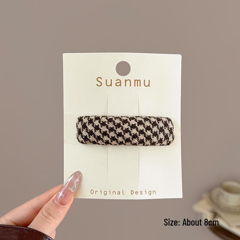 

Maillard Houndstooth Hair Clip for Women - Forehead, Side Bangs, Baby Hair, Autumn/Winter