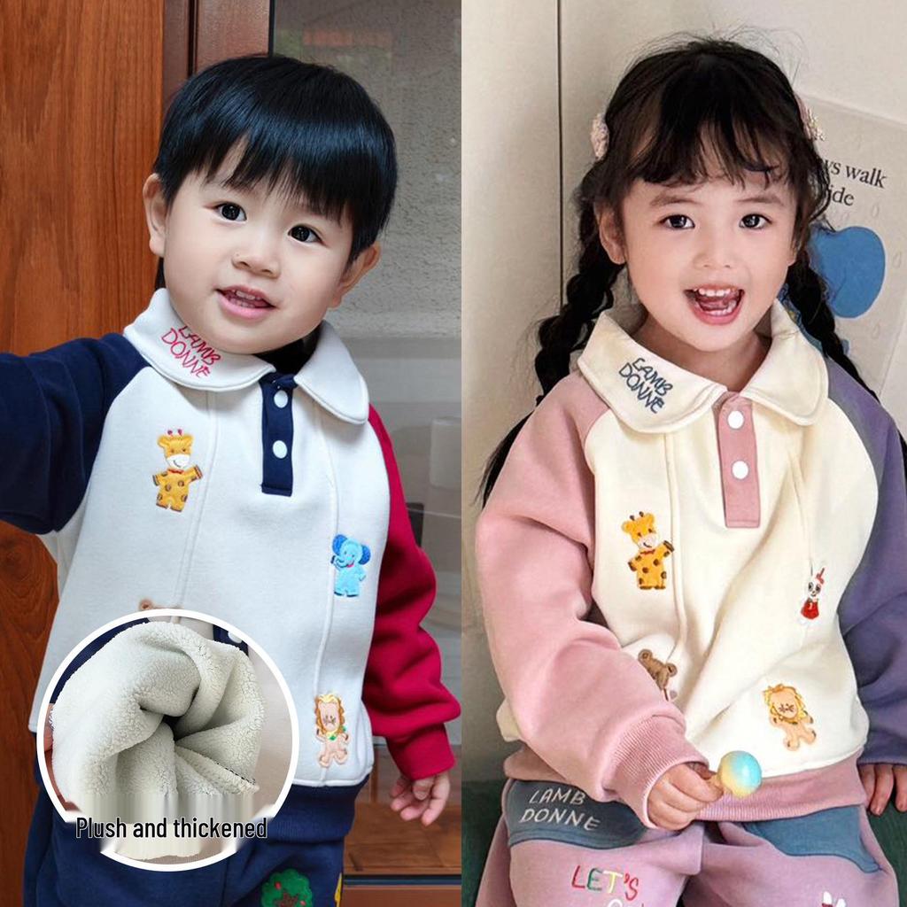 Unisex Kinder Kapuzenpullover mit Patchwork-Design und Fleece-Futter - Winterstyle 2025, Dick & Warm für Jungen