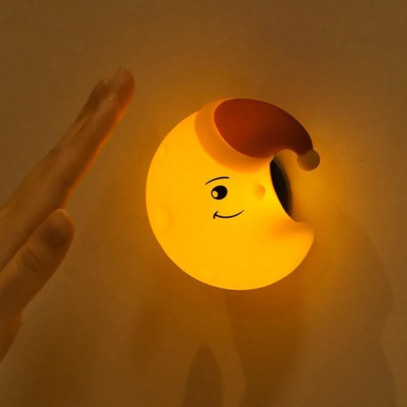 Mini LED Night Light USB Rechargeable Cartoon Star Moon Silicone Touch Lamp for Kids Bedroom Bedside Nursery Decoration  Gift