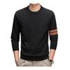 Men Fall Winter Sweater with Stretchy Cuffs And Hem Round Neck Thickened Keep Warm Solid Color Long Sleeves Mid Length Top