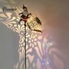 Metal Yard Ornaments for Gift Christmas Solar Santa Kettle Light, Solar-Powered Claus Watering Can Stake Lamp Decorative Stakes with LED String,