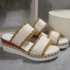 Fashion Vintage Woven Wedge Heeled Slippers Women Summer Plus Size 36-43 Thick Bottom Sandals Woman Comfort Platform Beach Sandles Mujer