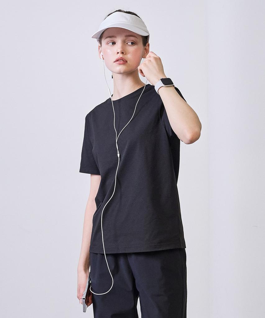 BASIC HOUSE Women'S Breathable Sorona Regular Fit Plain Short Sleeve T-Shirt Black
