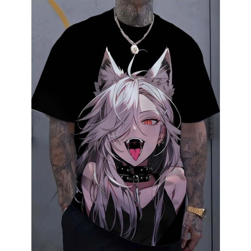 Cartoon Sexy Girl Pattern 3d Printed Men's T-Shirt Bad Girl Pattern Personalized Short Sleeve T-Shirts