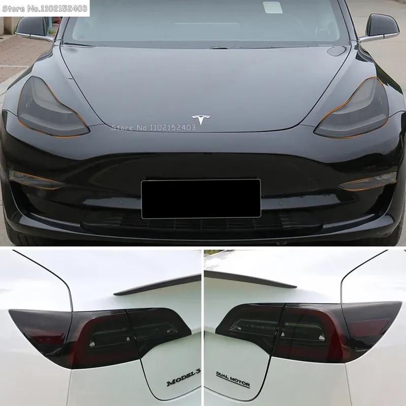 Für Tesla Model 3 Y 2017- TPU Geschwärzte Scheinwerfer Rückleuchten Nebelscheinwerfer Schutzfolie Modifikation Schwarze Farbwechselnde Folien