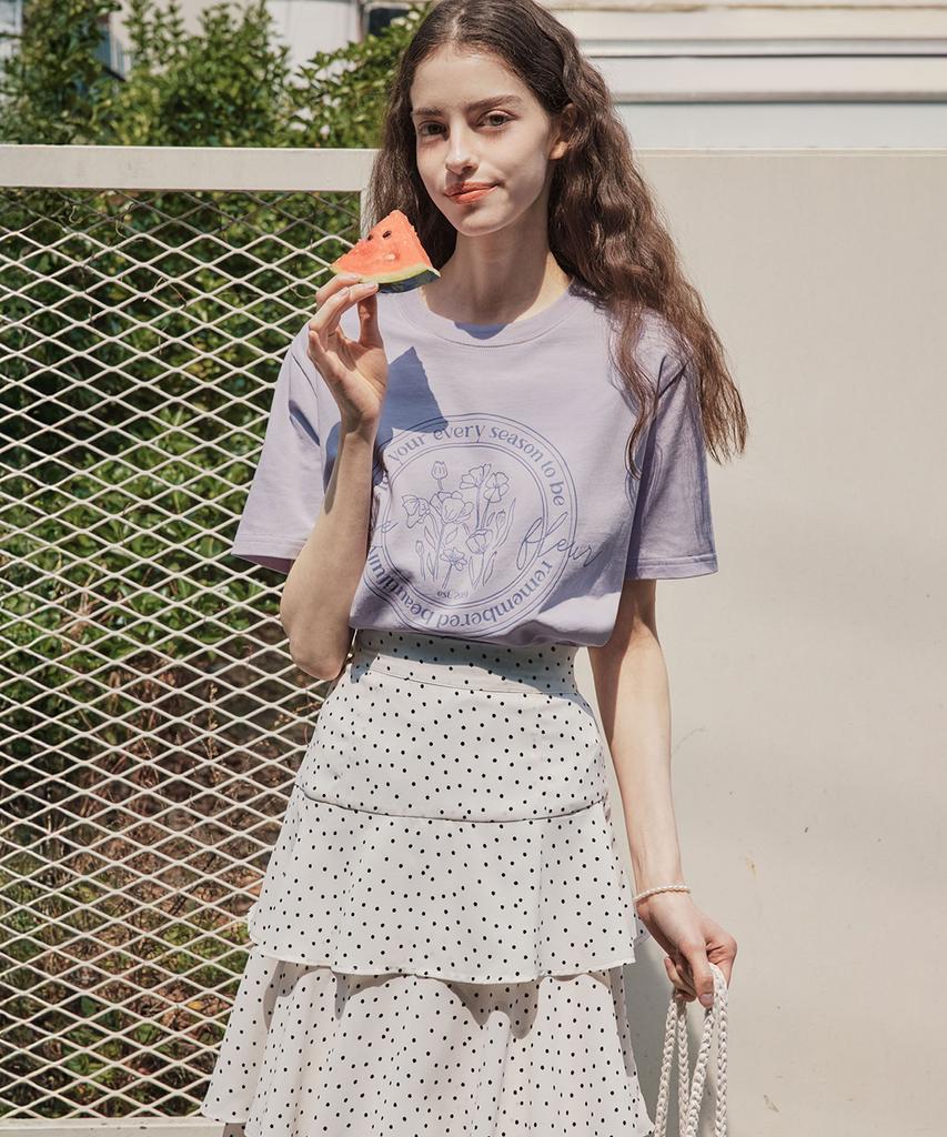 Zero Street [2 Colors] Dot Tiered Flare Skirt