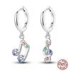 Sparkling Women Hoop Earrings 925 copper Heart Shape Star Moon Round Blue Zircon Fit Origina Drop Earrings Zircon Holiday gifts