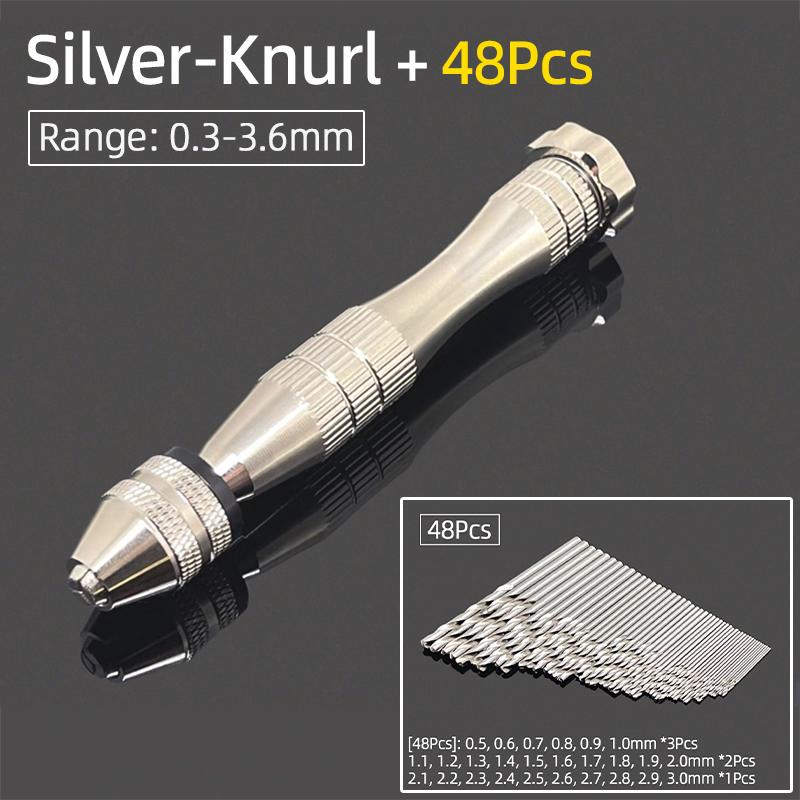 Mini Micro aluminiowa wiertarka ręczna 0.3-3.6mm z uchwytem bezkluczowym wiertła kręte HSS do biżuterii rzemieślniczej ręczne wiercenie narzędzia obrotowe