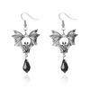 Gothic Vampire Bat Earrings for Women Man Fashion Pagan Witch Jewelry Accessories Red Crystal Vintage Bat Pendant Ear Hooks New