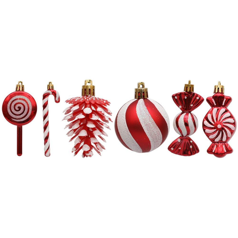 Christmas decoration set of 13, including crutches, candies, lollipops, pine cones, painted Christmas balls, Christmas tree ornaments