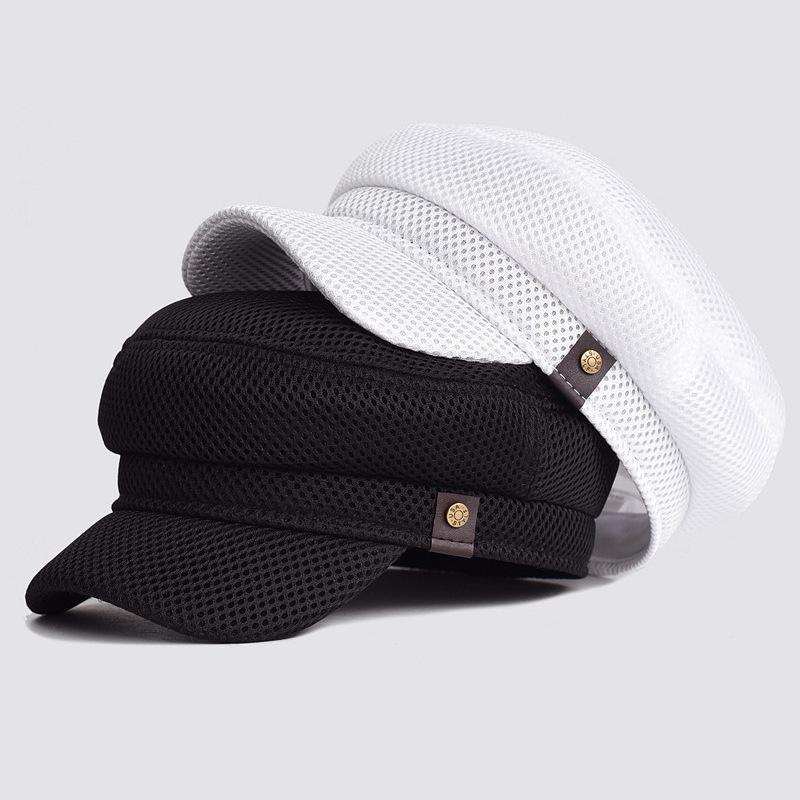 New Four Seasons Beret Hat Sunscreen Mesh Thin Flat Top Duck Tongue Hat Unisex Fashion Retro Military Caps Casual Equestrian Hat