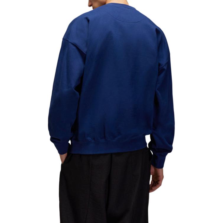 Y-3 Solid Color Round Neck Drop Shoulder Long Sleeve Sweatshirt Men Sweatshirt Dark-Blue JM7867