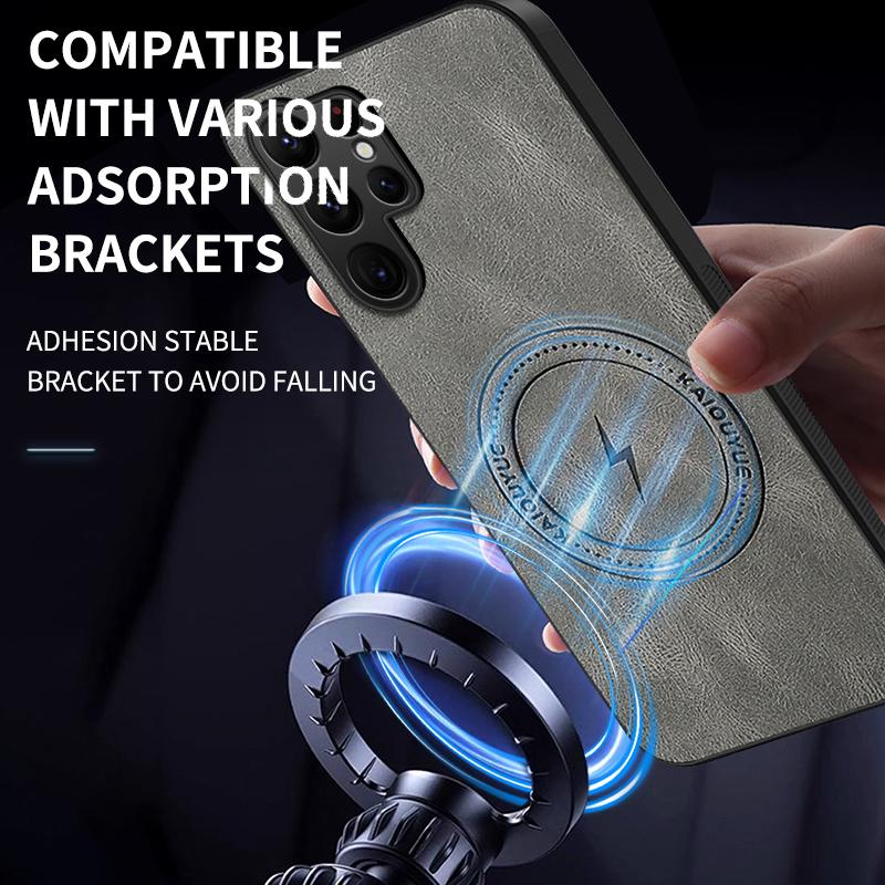 For Samsung Galaxy S25 Ultra Magnetic Case WANLONFENG SD1 Series Nappa Texture PC TPU Phone Cover