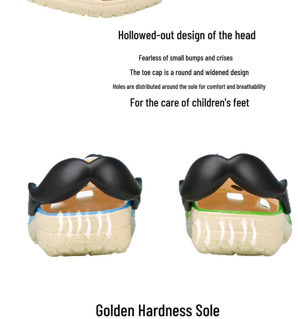 Pringles Mr. Big Beard Cartoon Crocs: Kids' Non-slip Beach Sandals & Slippers