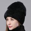 Ny Kvinner Vinter Luksus Ekte Rex kaninpelshue Strikket Rex kaninpelshue Topp Naturlig revepelshatt Ekte revepelsbeanies lue