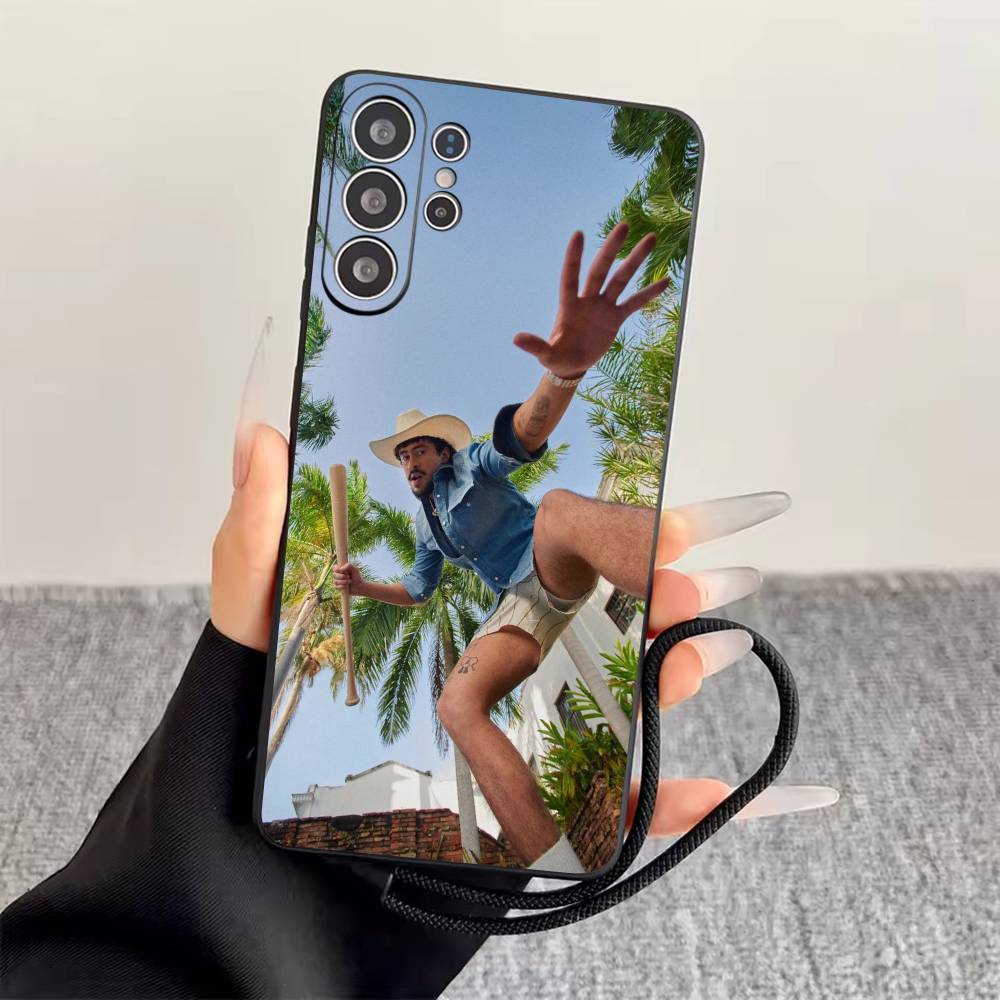 B-Bad Bunny Phone Case Black Silicone Soft For Samsung S25,S24,S21,S22,S23,S30,Ultra,S20,Plus,Fe,Lite