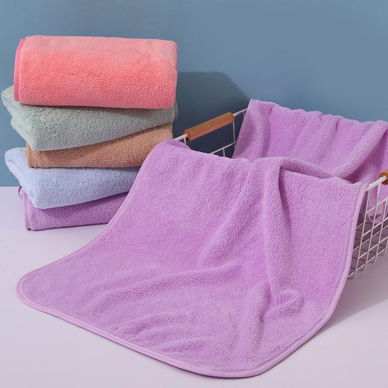Soft High-Density Coral Fleece Towel - Absorbent, Thick Face & Hair Drying with Fresh 3D Floral Design